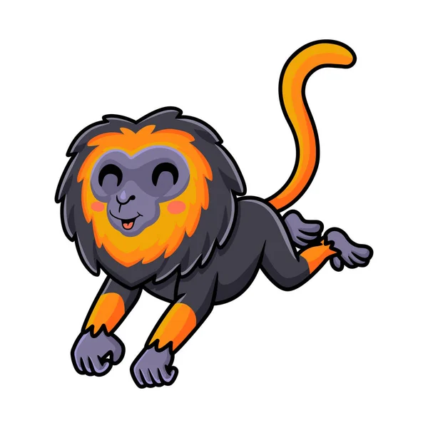 Vector Illustration Cute Little Lion Monkey Cartoon Jumping — 图库矢量图片