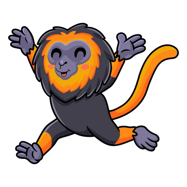 Vector Illustration Cute Little Lion Monkey Cartoon Running — стоковый вектор