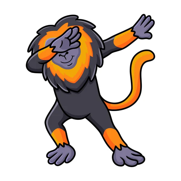 Vector Illustration Cute Little Lion Monkey Cartoon Dancing — ストックベクタ