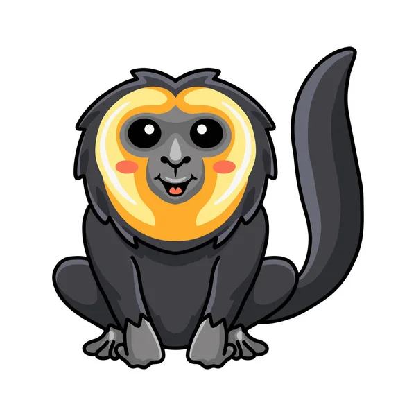 Vector Illustration Cute Little Saki Monkey Cartoon — Stock Vector