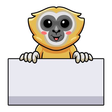 Boş işaretli şirin küçük bir jibon çizgi filminin vektör illüstrasyonu