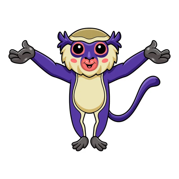 可爱猴子卡通人物举手的矢量图解 — 图库矢量图片