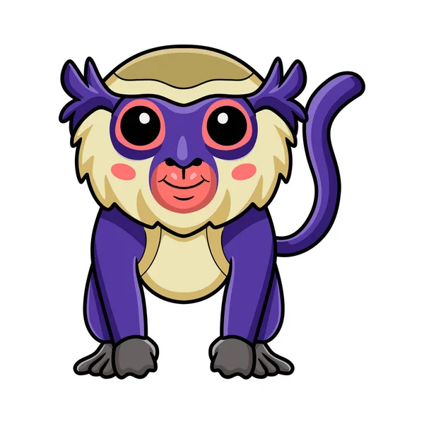 Vector Illustration Cute Mona Monkey Cartoon Posing — Stock Vector