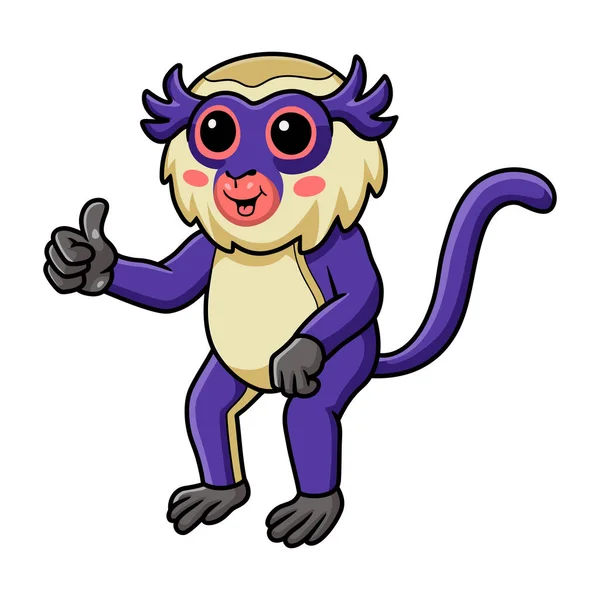 Vektor Illustration Von Cute Mona Monkey Cartoon Gibt Daumen Nach — Stockvektor