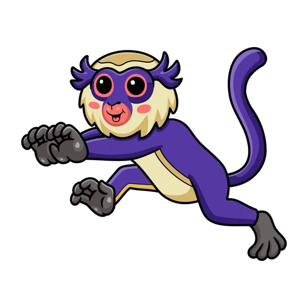Ilustração Vetorial Bonito Macaco Macaco Cartoon Execução —  Vetores de Stock