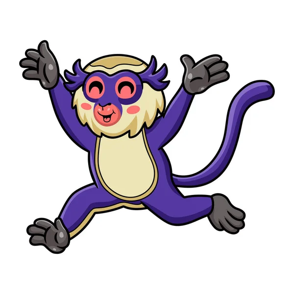Vektorové Ilustrace Roztomilé Mona Monkey Kreslený Běh — Stockový vektor