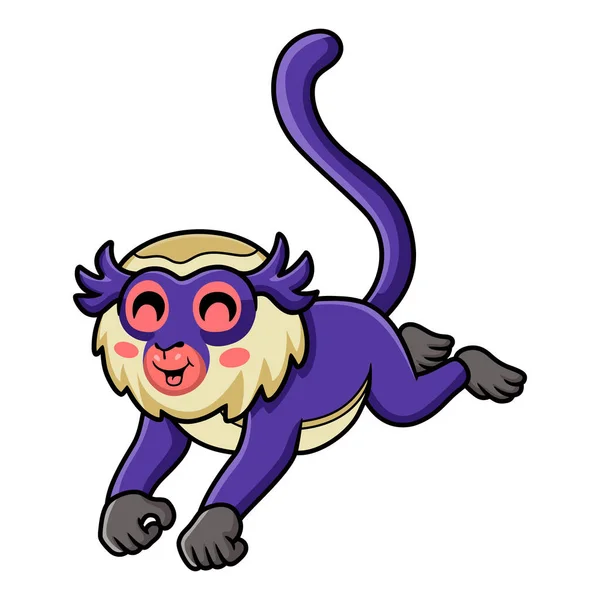 Vector Illustration Cute Mona Monkey Cartoon Running — Stock Vector