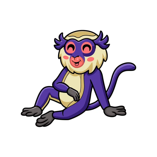 Vektorillustration Von Cute Mona Monkey Cartoon Sitting — Stockvektor