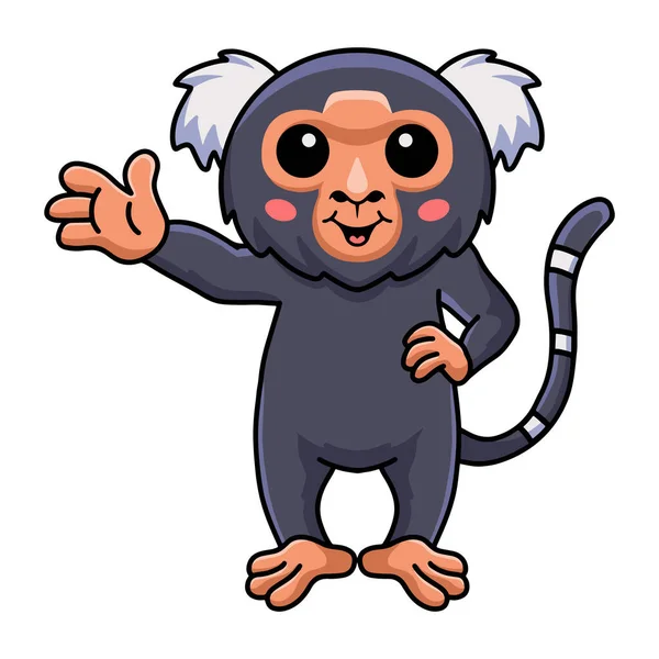 피그미 마모셋 원숭이 손흔들기 — 스톡 벡터