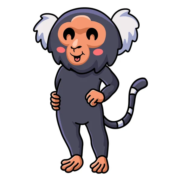 Vector Illustratie Van Schattige Pygmee Marmoset Aap Cartoon Staan — Stockvector