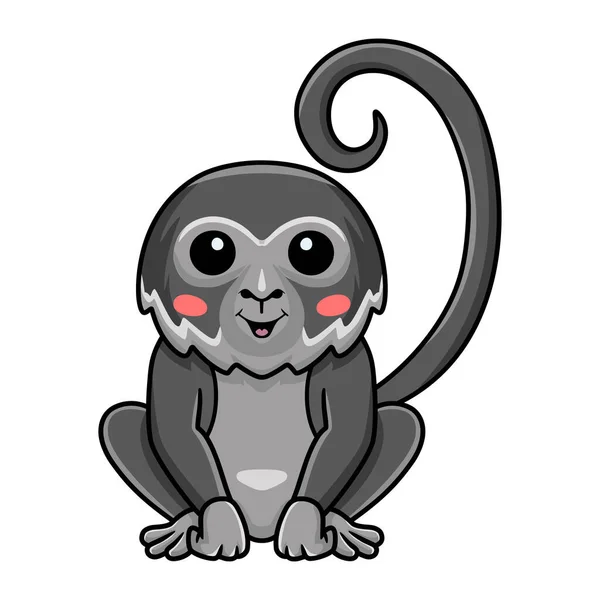 Vector Illustration Cute Black Spider Monkey Cartoon Posing — ストックベクタ