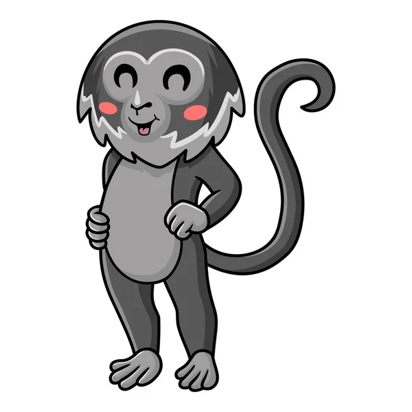 Vector Illustration Cute Black Spider Monkey Cartoon Standing — Stock vektor