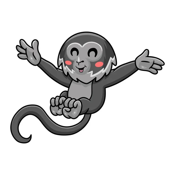 Vector Illustration Cute Black Spider Monkey Cartoon Posing — Stock Vector