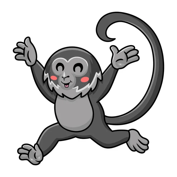 Ilustración Vectorial Lindo Mono Araña Negro Dibujos Animados Corriendo — Vector de stock