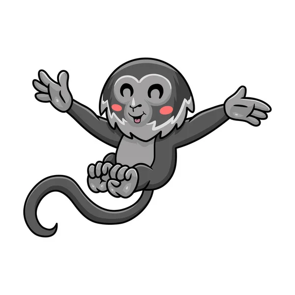 Vector Illustration Cute Black Spider Monkey Cartoon Posing — Stock Vector