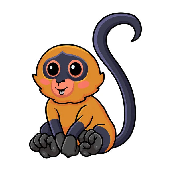 ベクトルイラストのかわいいクモ猿漫画座って — ストックベクタ