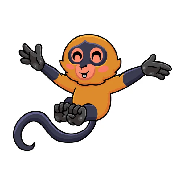 Ilustração Vetorial Bonito Macaco Aranha Desenho Animado Posando —  Vetores de Stock