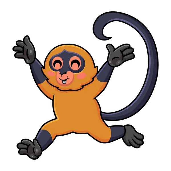 Ilustração Vetorial Bonito Macaco Aranha Desenho Animado Execução — Vetor de Stock