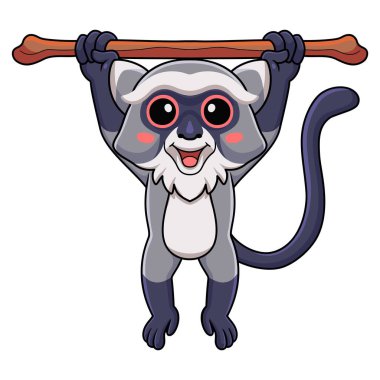 Ağaçta asılı şirin samango maymun çizgi filminin vektör çizimi