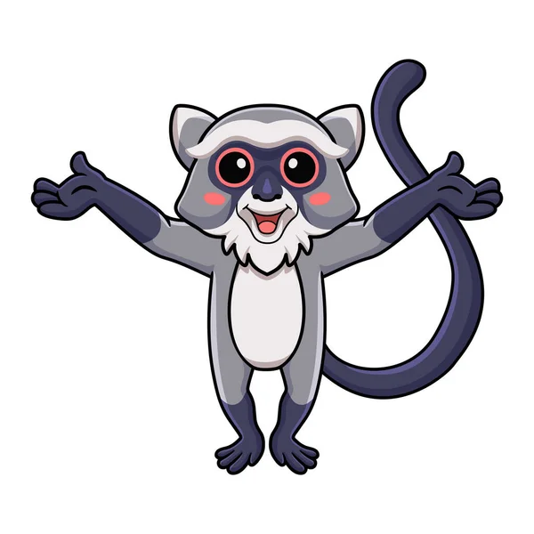 Cute Samango猴子举手表决漫画的矢量图解 — 图库矢量图片