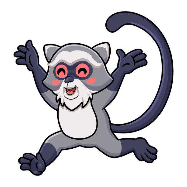Illustrazione Vettoriale Carino Samango Scimmia Cartone Animato Esecuzione — Vettoriale Stock