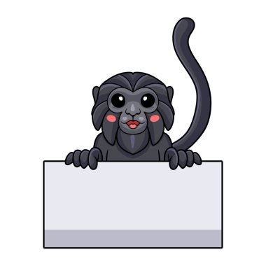 Şirin Goeldi 'nin maymun çizgi filminin boş tabelasının vektör çizimi