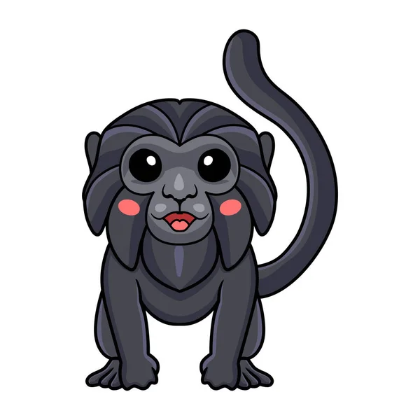 Vector Illustration Cute Goeldi Monkey Cartoon Posing — Stock Vector