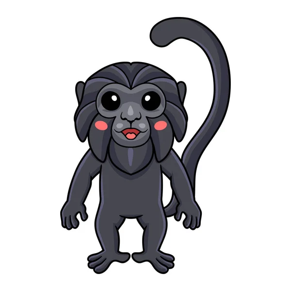 Vector Illustration Cute Goeldi Monkey Cartoon Standing —  Vetores de Stock