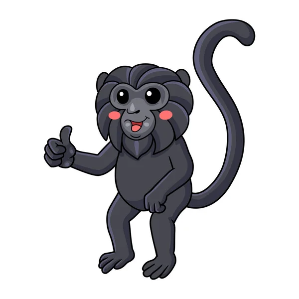 Vector Illustration Cute Goeldi Monkey Cartoon Giving Thumb — Wektor stockowy