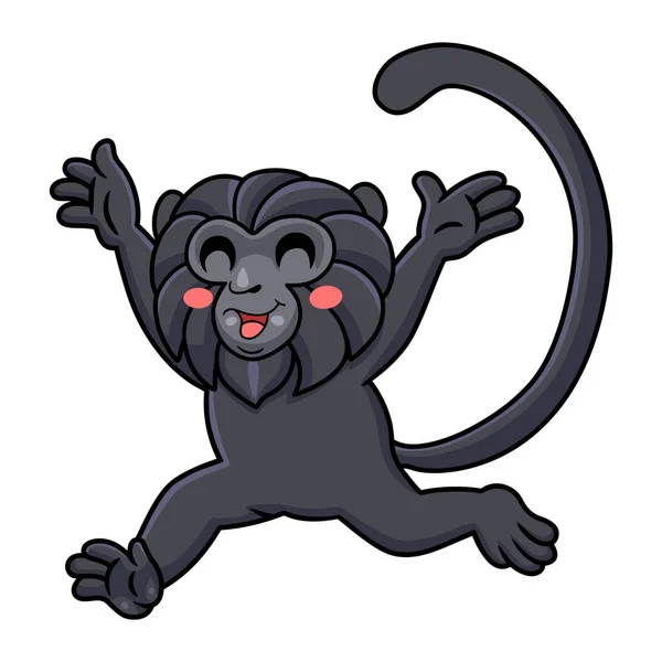 Illustrazione Vettoriale Del Cartone Animato Della Scimmia Cute Goeldi Esecuzione — Vettoriale Stock