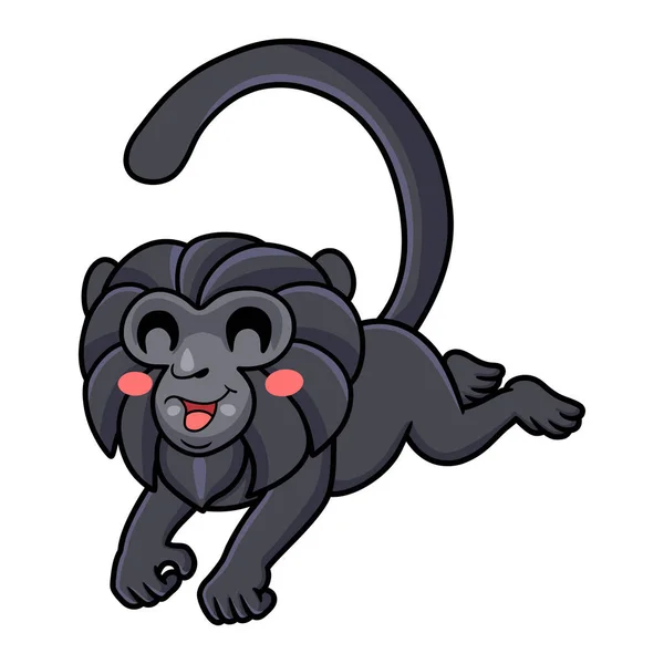 Vector Illustration Cute Goeldi Monkey Cartoon Jumping — Wektor stockowy