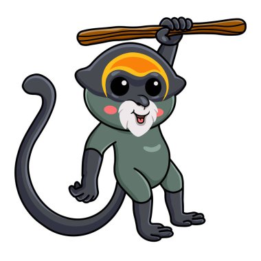 Şirin Brezilya 'nın ağaçta asılı maymun çizgi filminin vektör çizimi