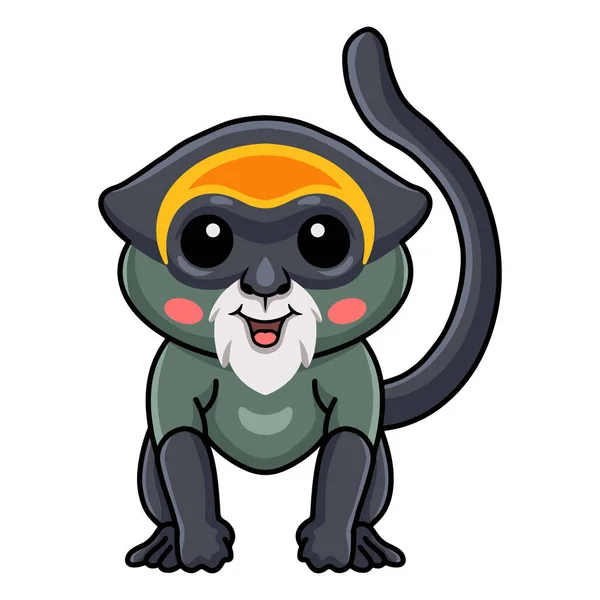 Vector Illustration Cute Brazza Monkey Cartoon Sitting — Stockvektor