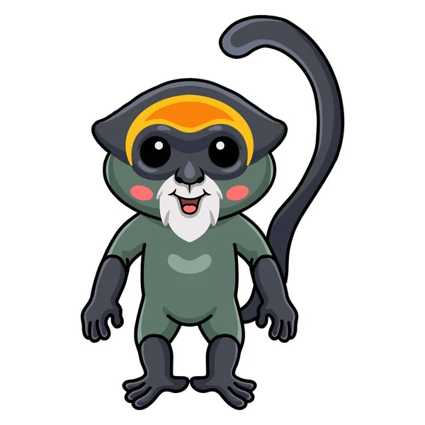 Vector Illustration Cute Brazza Monkey Cartoon Standing —  Vetores de Stock