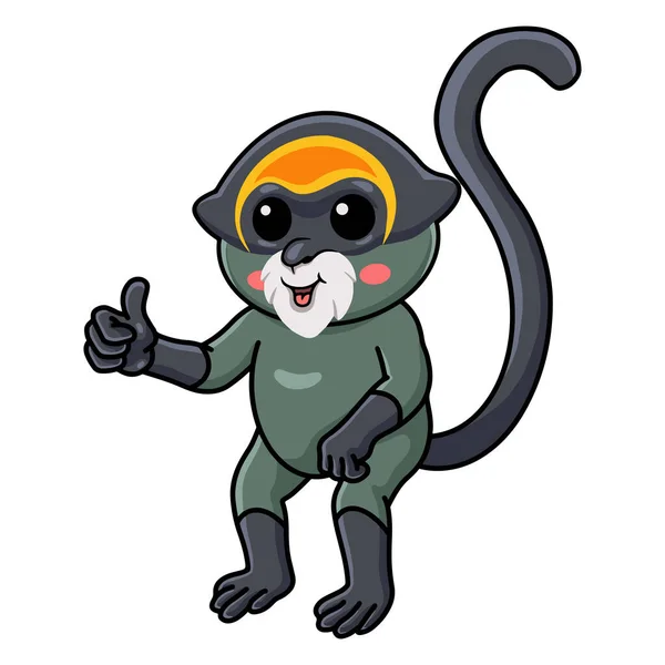 Vector Illustration Cute Brazza Monkey Cartoon Giving Thumb — 스톡 벡터