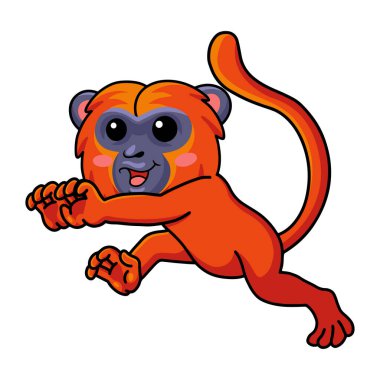 Vector illustration of Cute red howler monkey cartoon running clipart