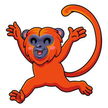 Vector illustration of Cute red howler monkey cartoon running clipart