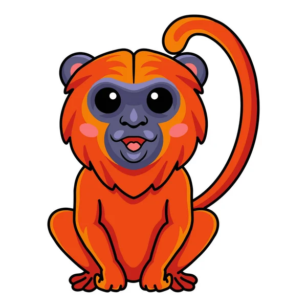 Ilustração Vetorial Bonito Vermelho Uivo Macaco Desenho Animado Sentado —  Vetores de Stock