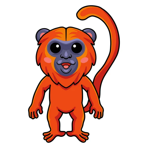 Vector Illustration Cute Red Howler Monkey Cartoon Standing — ストックベクタ