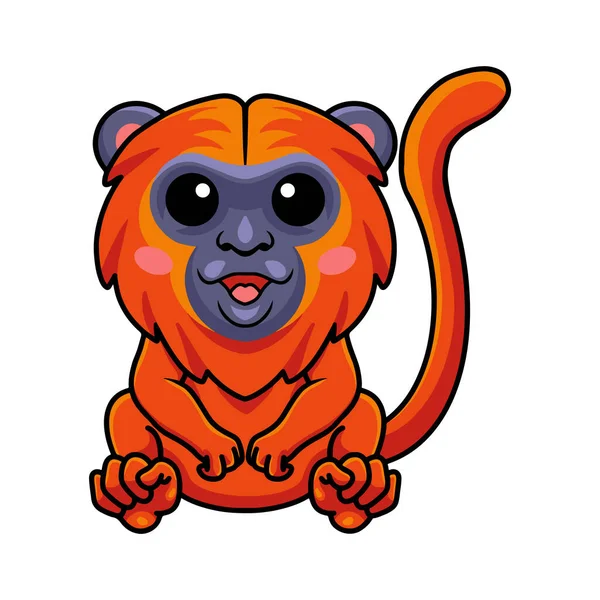 Vector Illustration Cute Red Howler Monkey Cartoon Sitting — Stockvektor