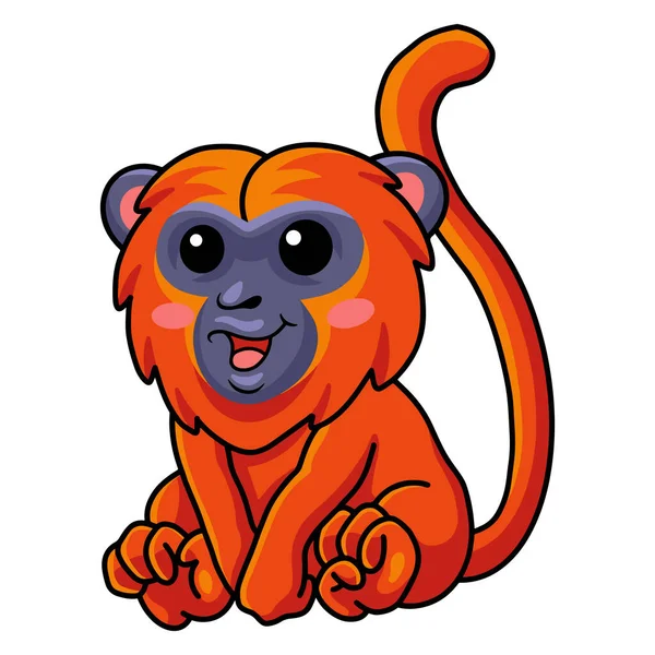 Vector Illustration Cute Red Howler Monkey Cartoon Sitting — ストックベクタ