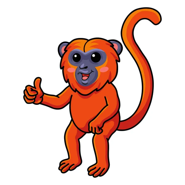 Ilustração Vetorial Desenho Animado Bonito Macaco Uivo Vermelho Dando Polegar — Vetor de Stock