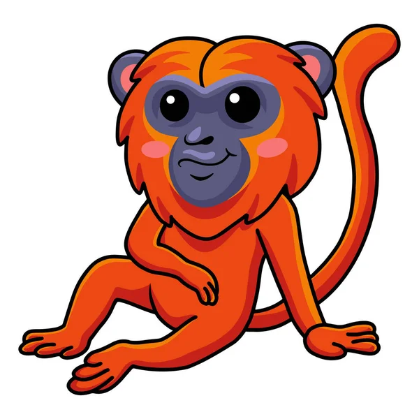 Vector Illustration Cute Red Howler Monkey Cartoon Sitting — Stock Vector