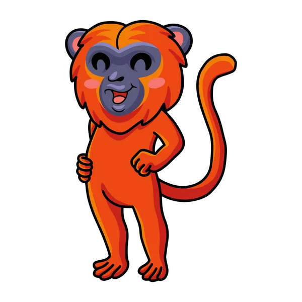 Vector Illustration Cute Red Howler Monkey Cartoon Standing — Vector de stock