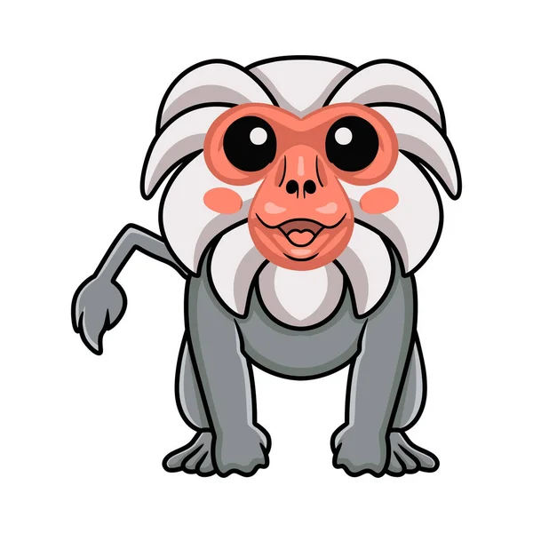 Vector Illustration Cute Little Hamadryad Monkey Cartoon — Stock vektor