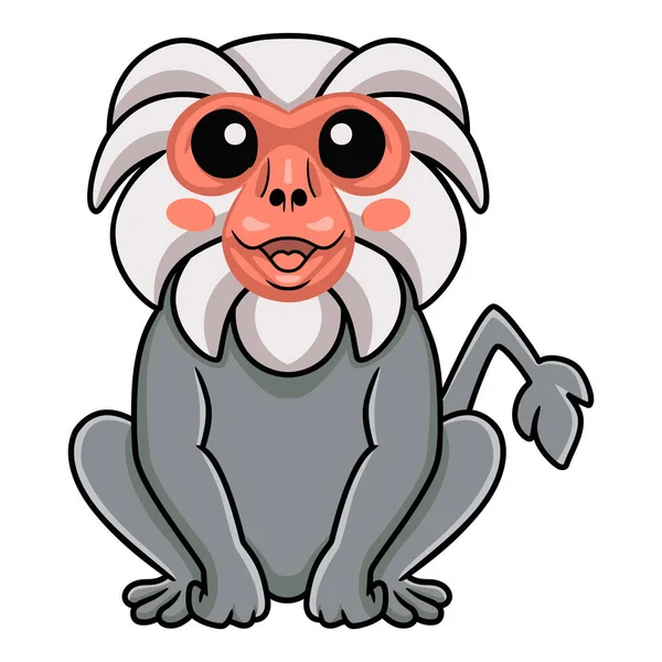 Ilustração Vetorial Bonito Pequeno Hamadryad Macaco Desenho Animado Sentado —  Vetores de Stock