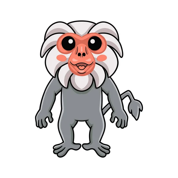 Vector Illustration Cute Little Hamadryad Monkey Cartoon Standing — Stockvector