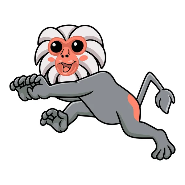 Vector Illustration Cute Little Hamadryad Monkey Cartoon Running — Stockvector