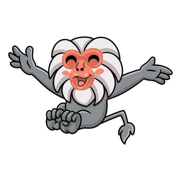Ilustração Vetorial Bonito Pequeno Hamadryad Macaco Desenho Animado Posando —  Vetores de Stock