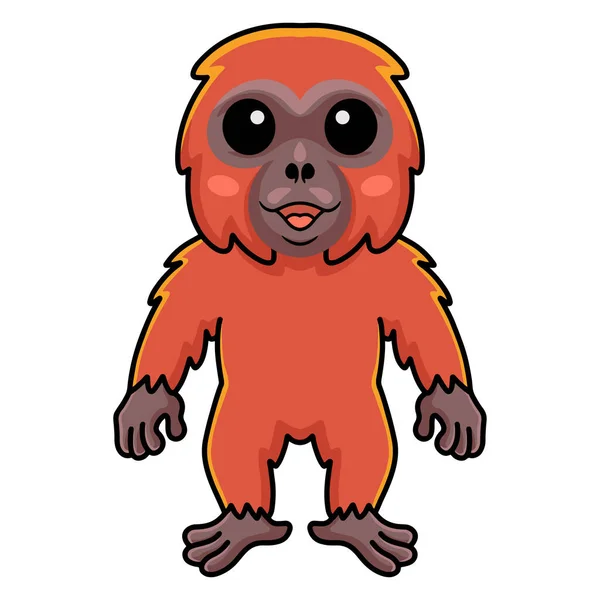 Vector Illustration Cute Little Orangutan Cartoon Standing — ストックベクタ